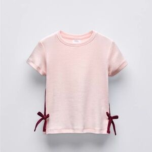 Zara Girls' Short Sleeve Side-Tie Tee - Light Pink 0962/707